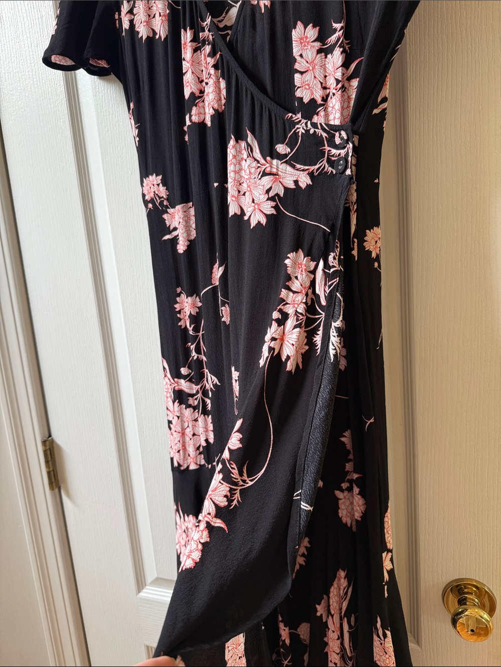 Chelsea28 Black Midi Dress with Pink Floral Print - Picture 3 of 4